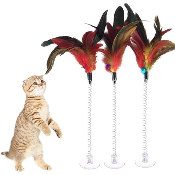 3 stycken katt leksak, inomhus katt leksak, interaktiv katt leksak, fjäder till