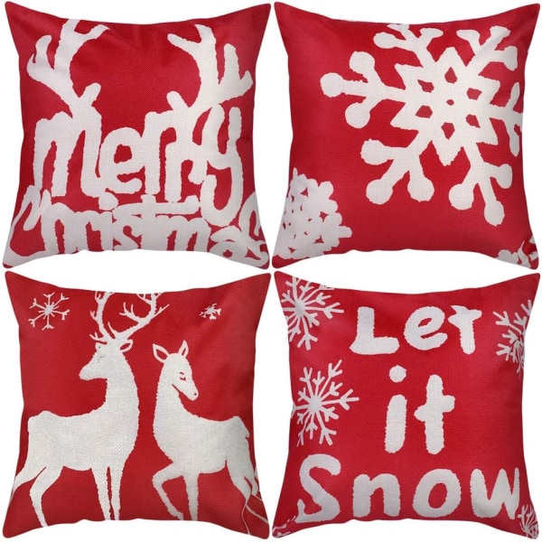 Set of 4 Pcs Cushion Cover Christmas Decoration 45x45 Pillow Case