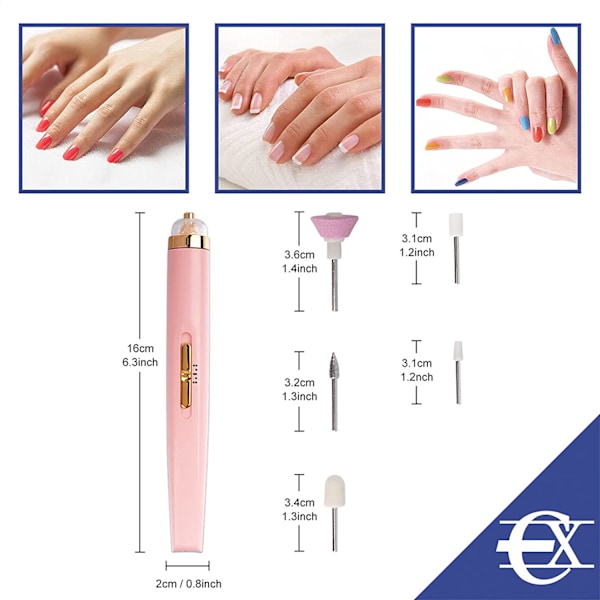Elektrisk manikyrset, 5 i 1 elektrisk nagelfil manikyr slipmaskin hand nagelpoleringssystem - rosa