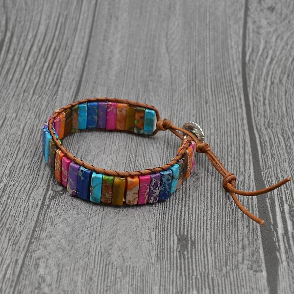 7 Chakra Imperial Jasper Natursten Pärla Wrap Armband Smycken Kollektion