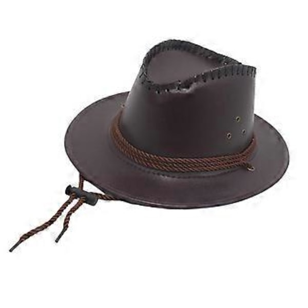 Western Cowboy Hat Solhat Læder til Kostumetilbehør Ferie Udendørs Camping (rød)