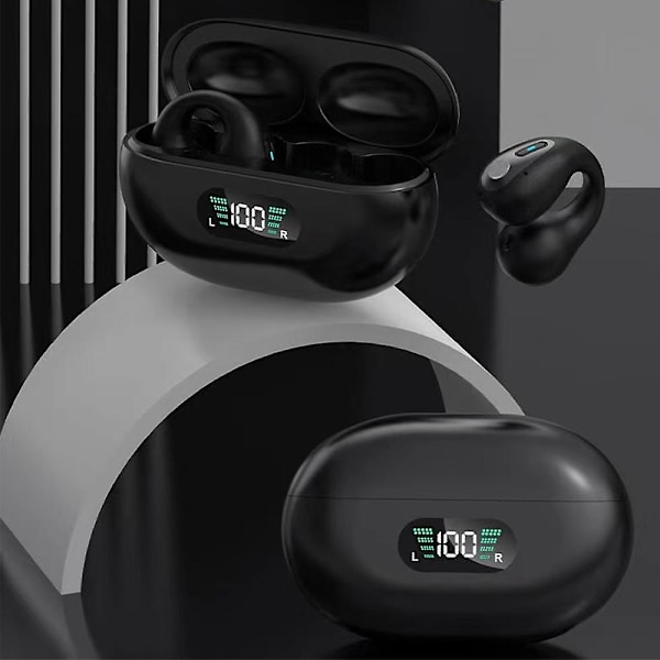 Q80 Bluetooth 5.3 Headset Clip On Ear Bone Conduction Digital Display