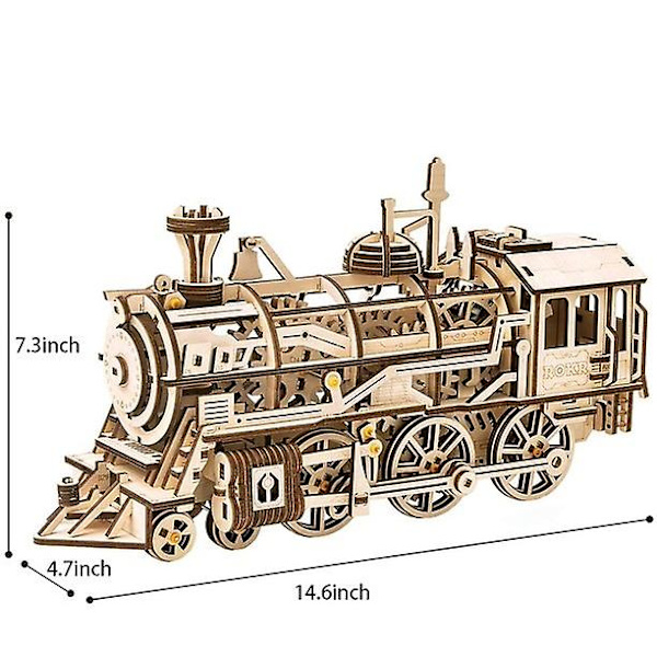 3D-träpussel - Självgående mekanisk modell - DIY-byggsatser - Hjärngymnastikspel (lok)