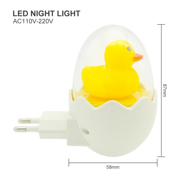 Synkroniserad LED-nattlampa 110V 220V Gul Anka EU-kontakt Vägglampa med fjärrkontroll för barn Tecknad Kreativ Present