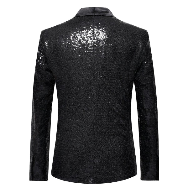 Herre Sequin Casual Blazer Fest Bryllup Høst Vinter Vanlig Frakk Casual Jakke（S Svart）