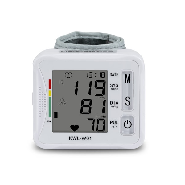 Elektronisk LCD-blodtrycksmätare, högljudd digital handledsmanschett