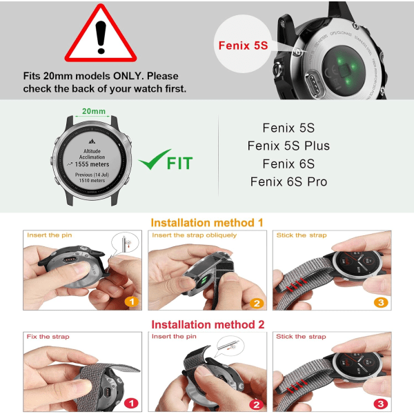 Fenix ??5/Fenix ??6 armband, 22 mm nylon sportarmband för Fenix