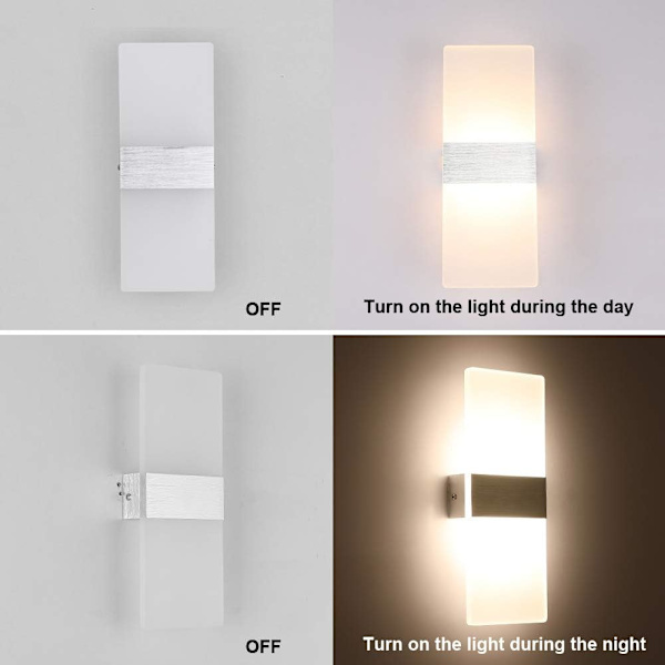 (Sølv) 1 Pakke Indendørs Væglampe 12W LED Væglampe Kreativ Des