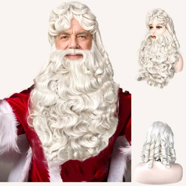 Jultomtens Skägg Fullt Set Hög Vit Jultomtens Skägg Fullt Set