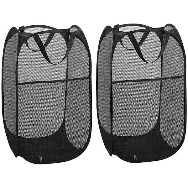 Tvättkorg [2-pack] Hopvikbar Pop Up Mesh Tvättkorg La