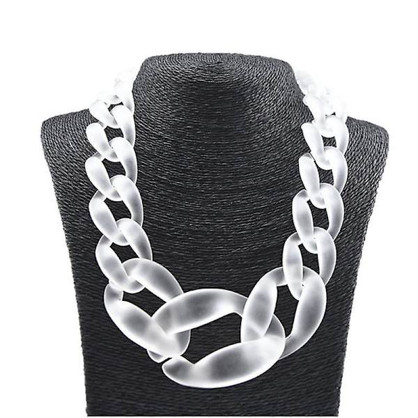 Hvit Akryl Halskjede Punk Resin Chunky Chain Stort Anheng Krage Halskjeder For Kvinner Statement Smykker Gave