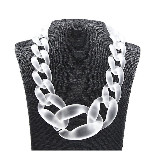 Vitt akrylhalsband Punk Resin Chunky Chain Stort hängande krage Halsband för kvinnor Statement Smycken Present