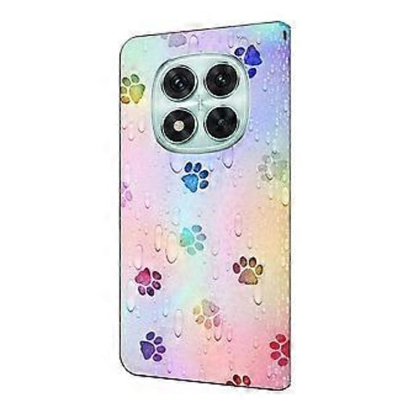 For Xiaomi Redmi Note 14 Pro 5G Lærveske Mønstertrykk Lommebok Stativ Flip Telefondeksel Cat Footprints
