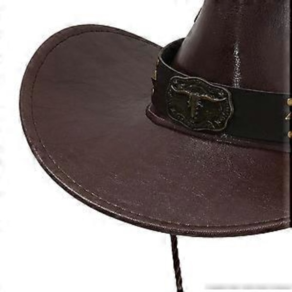 Cowboyhatt Dame Solbeskyttelse Hatt for Sceneopptreden Kostymerekvisitter Shopping (Brun)