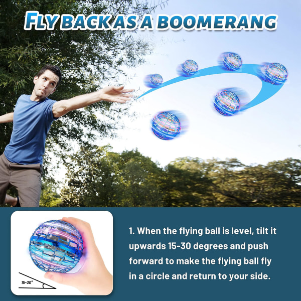 Flying Ball Leksak Flying Ball Mini Drone För Barn Flygande Orb Magic Hover Ball Med Led-ljus Flygplansleksak（Blå）