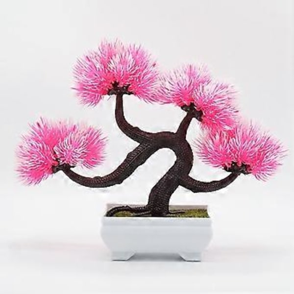 Keinotekoinen ruukkukasvi sisustus Simulaatio Bonsai-puu Mäntypuu ruukussa kotiin ja toimistoon (Pinkki)
