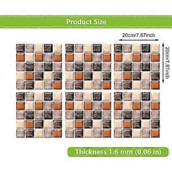 Dww-12 kpl 20x20cm (Mosaque Caf Gris) Itseliimautuvat Laattatarrat Vedenpitävä Marmori Laattatarra Seinätarra Sisustus