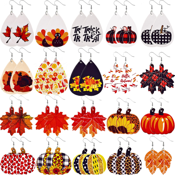 20st röda lönnlövsörhängen,höstörhängen för kvinnor Halloween Thanksgiving Drop Dangle örhängen