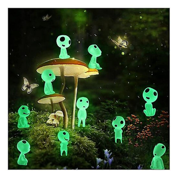 Glow In Dark Ghost Princess Luminous Tree Elf Micro Landscape Garden Decoration Ornament（Grön 10 st）