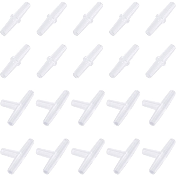 40 stk. akvarieluftventilstik, hvid plast inline slange, 3-vejs T og lige