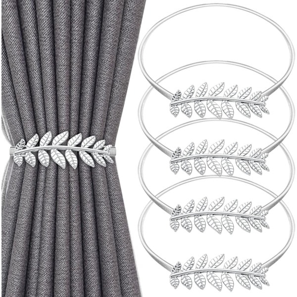 (Silver Leaf) Gardinbindningar 4 st Metall Gardinbindningar Klämmor med A