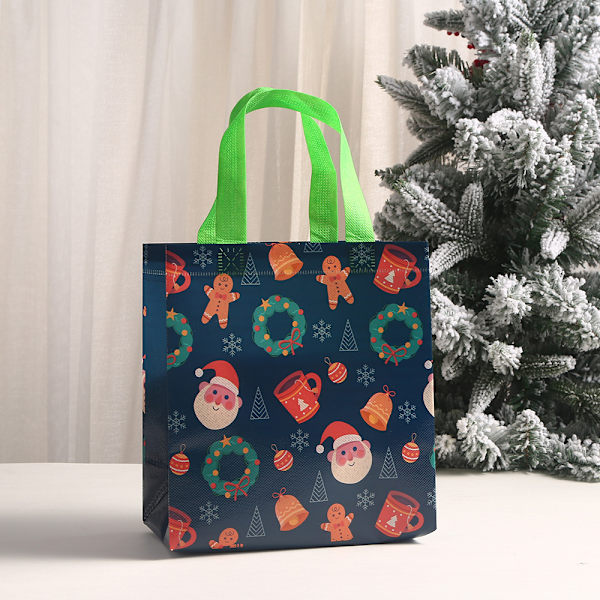 Paket med 10, 10 dekortryckta shoppingpåsar, non-woven f