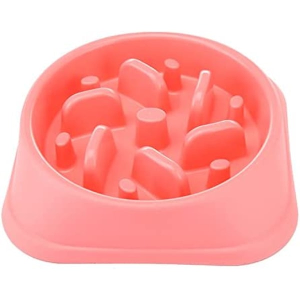 Långsam utfodring hund långsam matare skål halkfri design rolig interaktiv utfodring hundar (rosa-2)