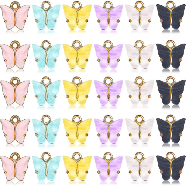 30 stycken Butterfly Charms Akryl Butterfly hänge Armband Butterfly hänge Berlocker för smycken Halsband Armband Örhänge