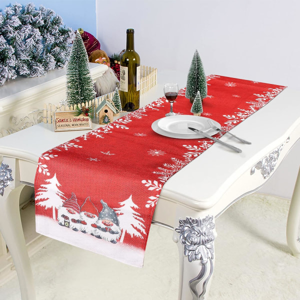 1 st röd juldekoration bordslöpare matta duk julbord