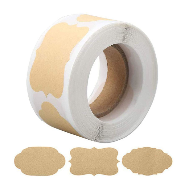 300 gaveetiketter, 1,2\" x 2\" selvklebende gaveetiketter, naturlige kraft-etiketter, flyttbare mat-etiketter (B)