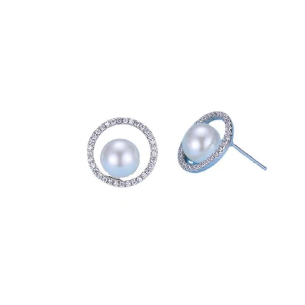 S simple et polyvalent boucles d'oreilles rondes S925 argent perles boucles d'oreilles DIY fini accessoarer