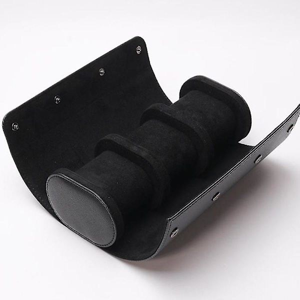 3-paikkainen kellolaatikko Retro Pu Watch Roll Black