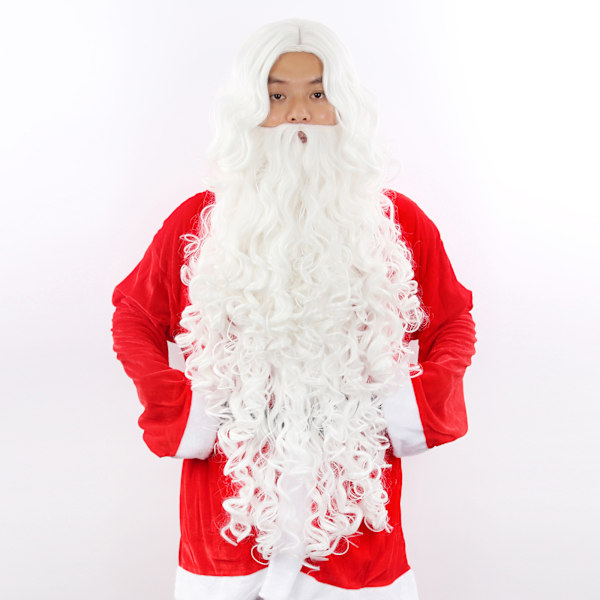 Vit jultomteskägg komplett set