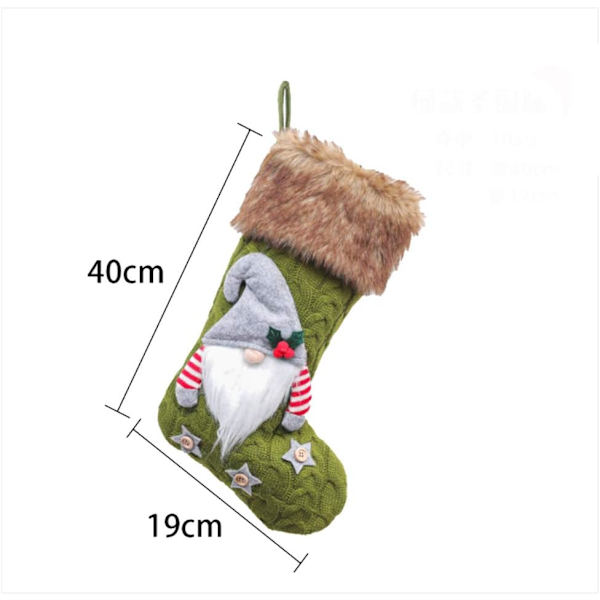 1 st julstrumpa stickad tomte strumpa handhängande strumpa