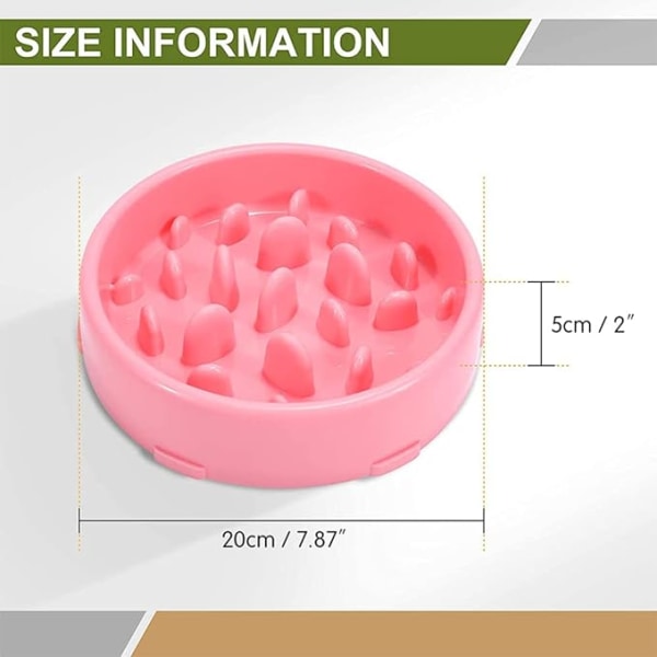 Langsomt foderskål til hunde, langsomt foderskål skridsikkert design sjovt interaktivt foderskål til katte og hunde, fremmer sund spisning og langsom fordøjelse (Pink)