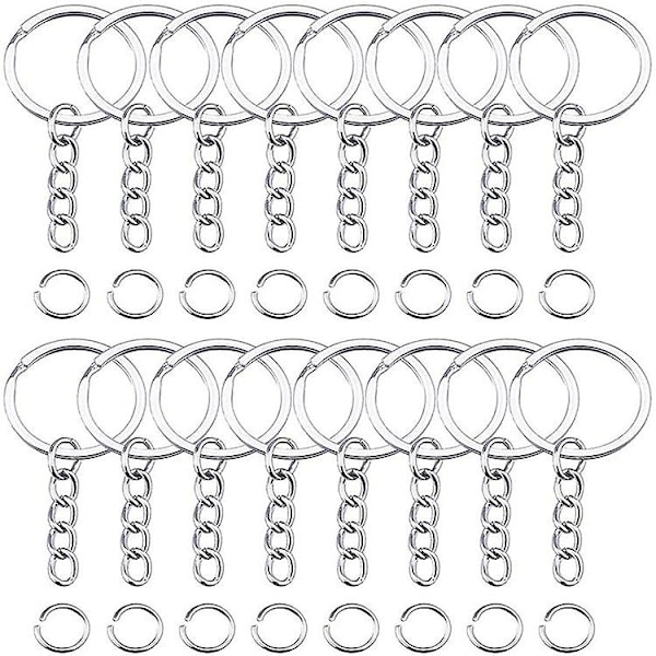 100 stk runde nøkkelringer i metall, flate, delte nøkkelringer, 25/30 mm, i bulk for håndverk, sirkulære gaver (25 mm)