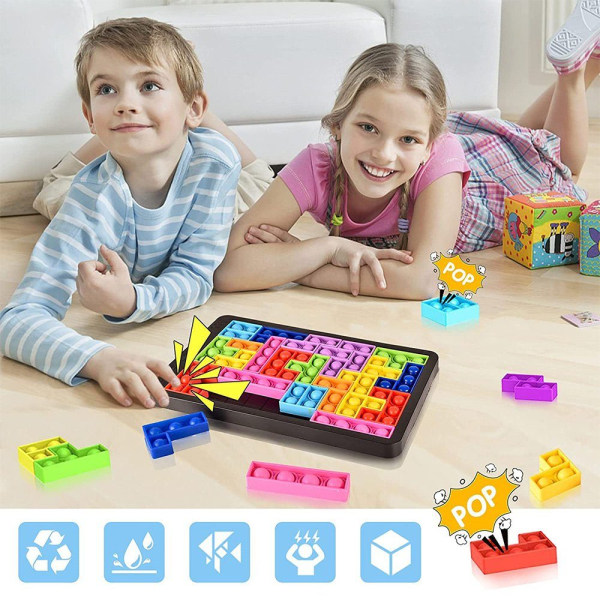 Lærende Fidget Legetøj til Piger Drenge Tetris Silikone Puslespil Brætspil