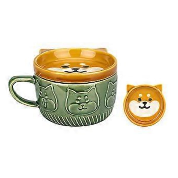 Søt Keramisk Kopp med Lokk, Ny Design, Tegneserie, Student, Melk, Havrekopp, Omtenksomme Gaver til Kjærester, Jul Shiba Inu