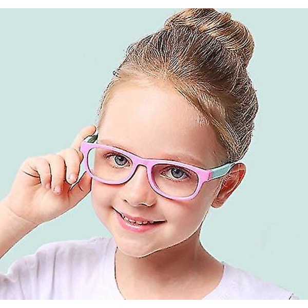 Anti Blue Light Glasögon För Barn Datorglasögon,uv Skydd Anti Reflex Rosa-grön