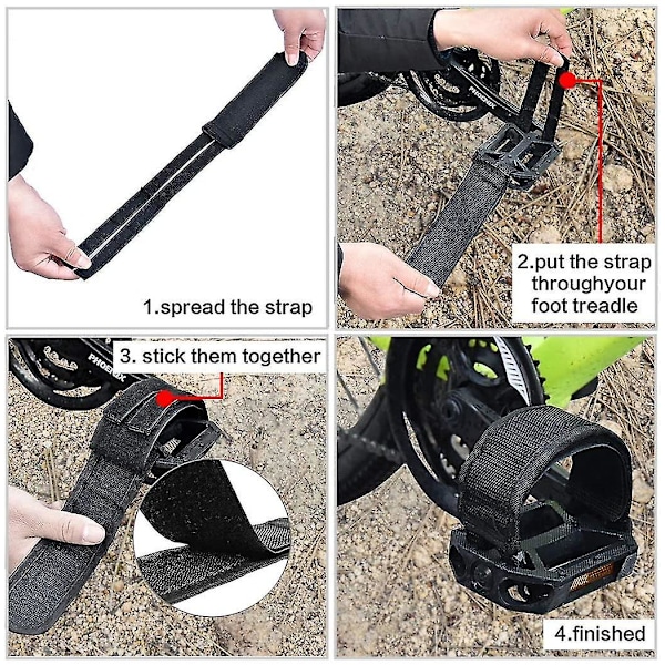 2 stk. Cykelpedalstropper Pedal Tåclips Stropper Tape Til Fast Gear Cykel (Sort)
