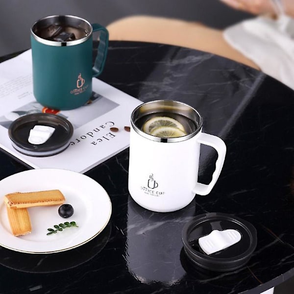 Rustfrit Stål Kaffekop Krus Med Låg Isoleret Kaffekrus Dobbelt Væg