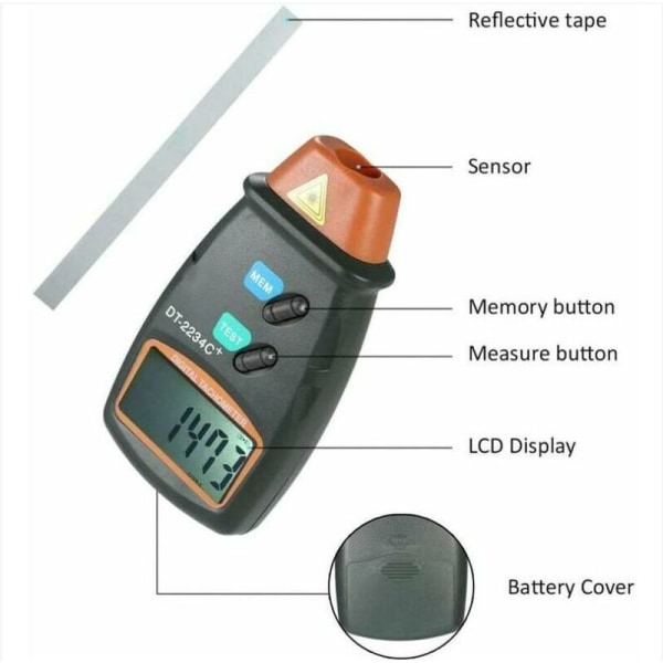 (med batteri)Digitalt turteller, berøringsfri turteller, LCD Dig