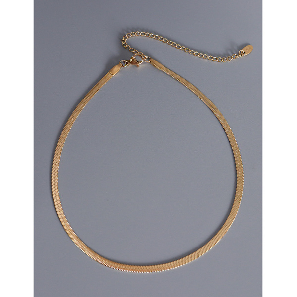 Dame Lagdelt Halskæde, Sildebens Kæde, Slange Choker, Delicat