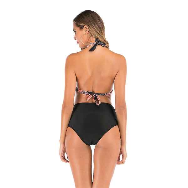 Høyt midjete bikinisett for kvinner Push Up Bikini Badedrakt Todelt badedrakter Badedrakter Kostyme (XL Retro)