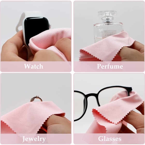 Rengöringsduk för glasögon 6 stycken - rosa, 15 x 18 cm, mikrofiber sc