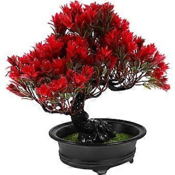 Keinotekoinen Bonsai Mänty Tekokasvi Ruukussa Pöytämalli Väärennetty Vieraanvarainen Mänty Bonsai (Punainen)