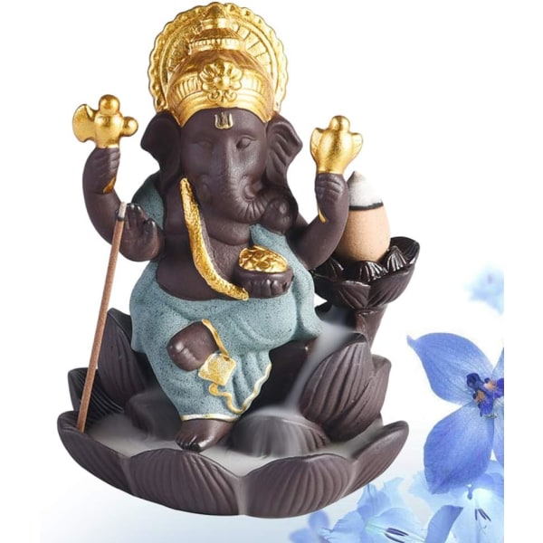 Keramisk tilbakeflyt røkelsesbrenner Ganesh Elephant God Røkelse Holde