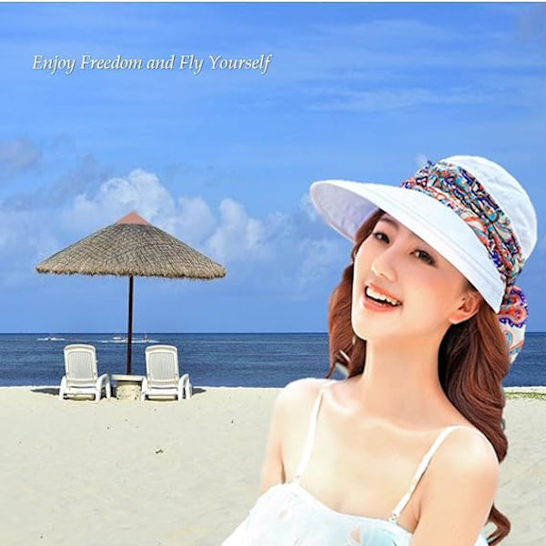 Solhat  Capeline  Bred Konvertibel Skygge  Reversibel UPF 50 + Spandhat Mod Solen til Stranden