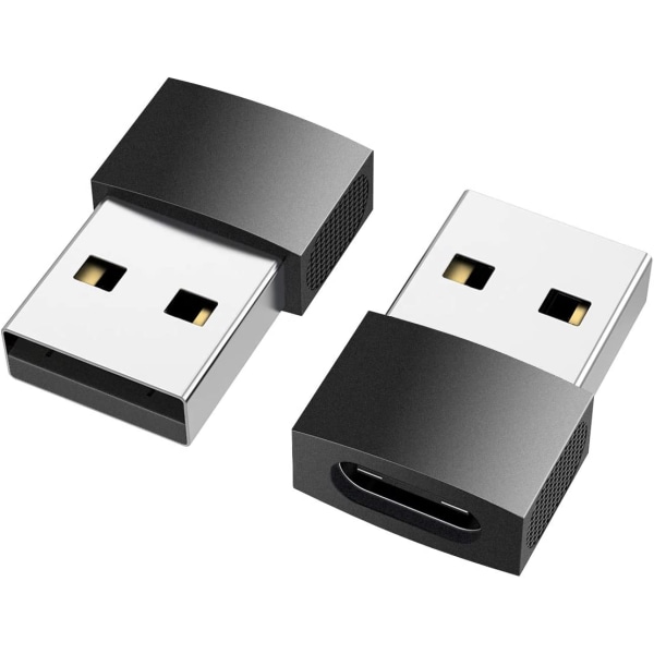 USB C til USB-adapter (2-pakning), USB-C hunn til USB hann-adapter, USB Type C hunn til USB OTG for MacBook Air 2017/2015, bærbare datamaskiner, veggladere