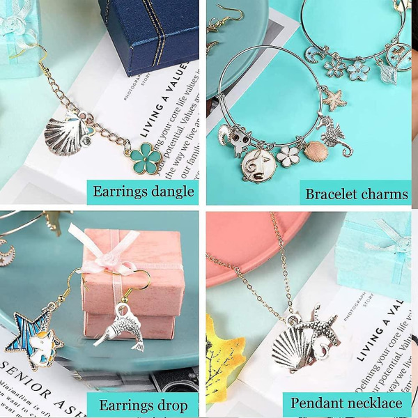 50 stk. blandede charms vedhæng, armbåndsvedhængssæt, havdyr charms vedhæng, til gør-det-selv-håndværk, charms, vedhæng, smykker, fremstilling af armbånd, halskæde